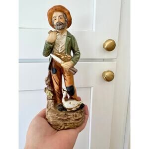 Vintage HOMCO Porcelain Figurine – Bearded Man with Goose & Scroll